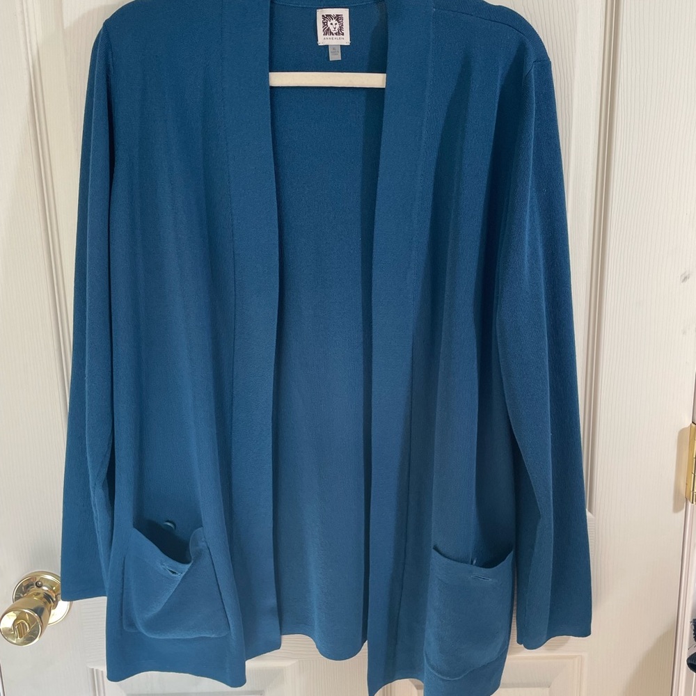 Anne Klein Blue Open Front Cardigan Sweater
